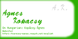 agnes kopacsy business card