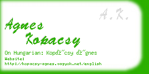 agnes kopacsy business card